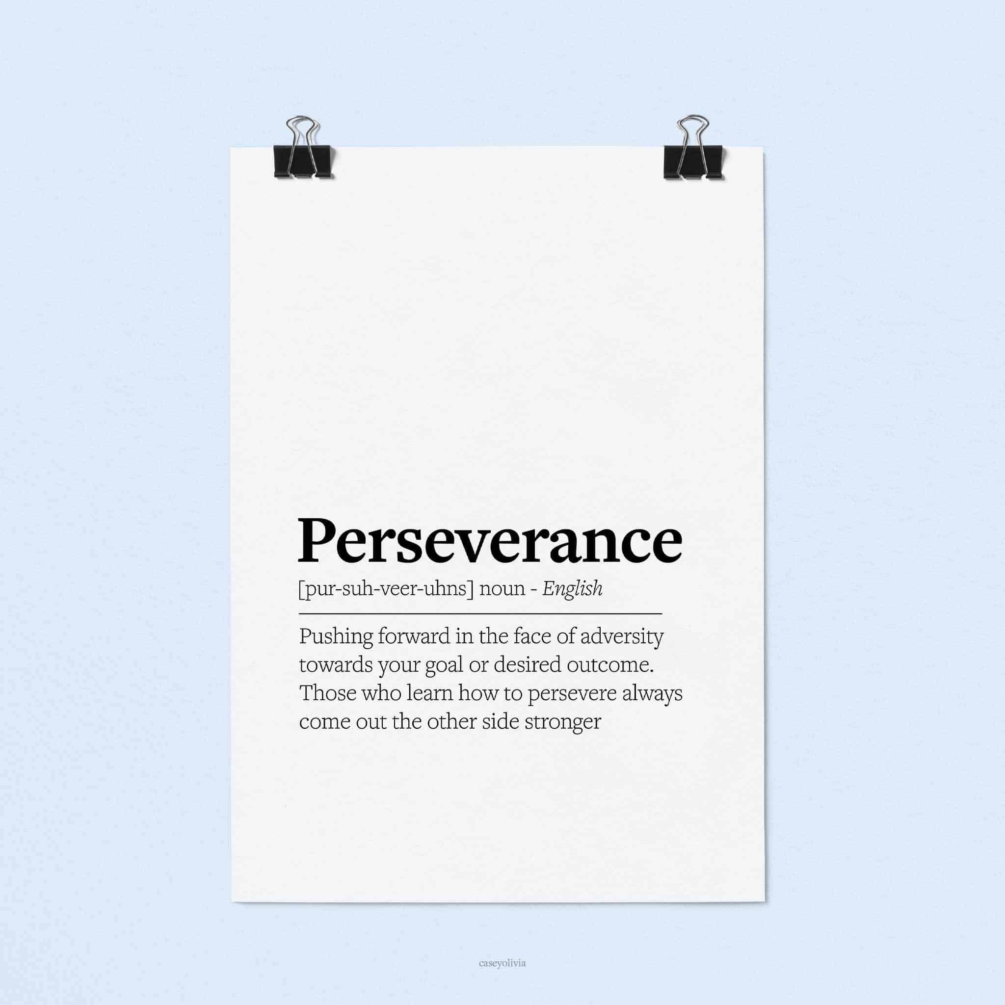 printable definition with perseverance motivation