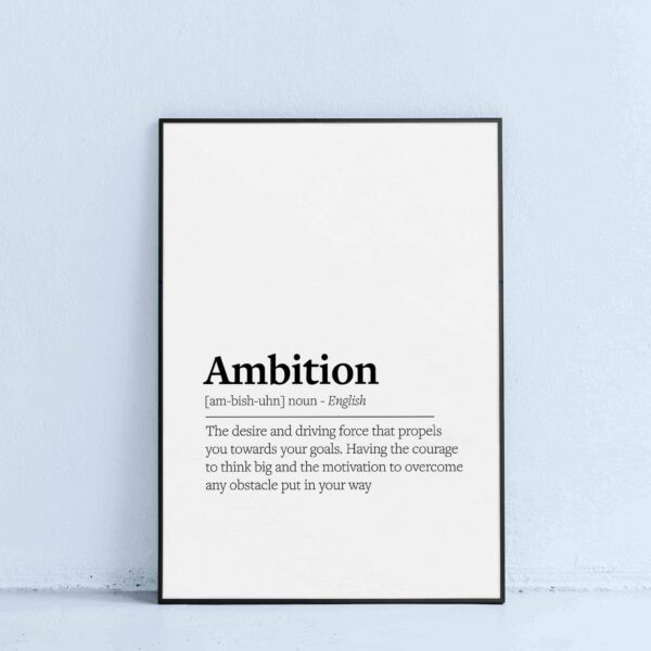 printable poster wall art with ambition definition