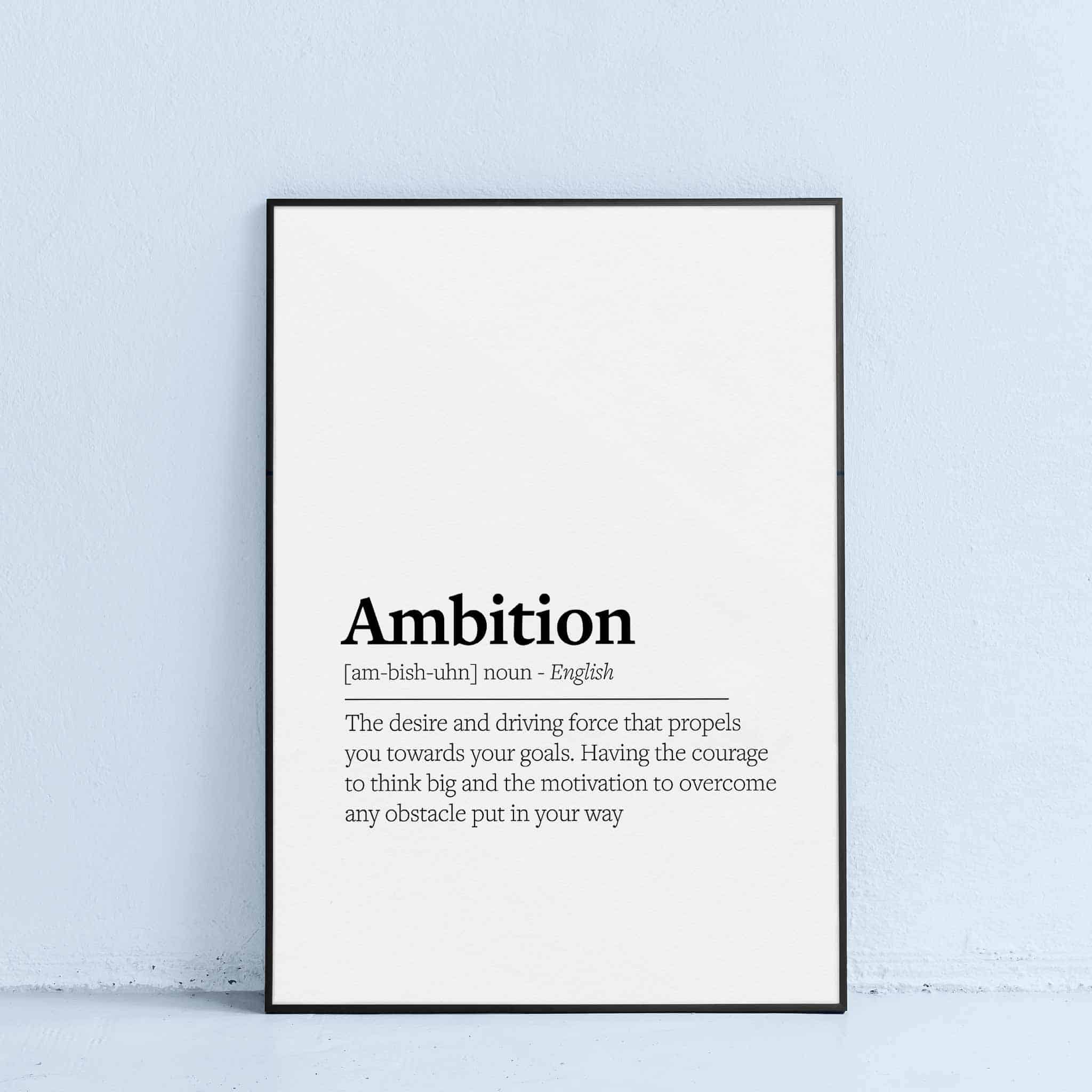 printable poster wall art with ambition definition