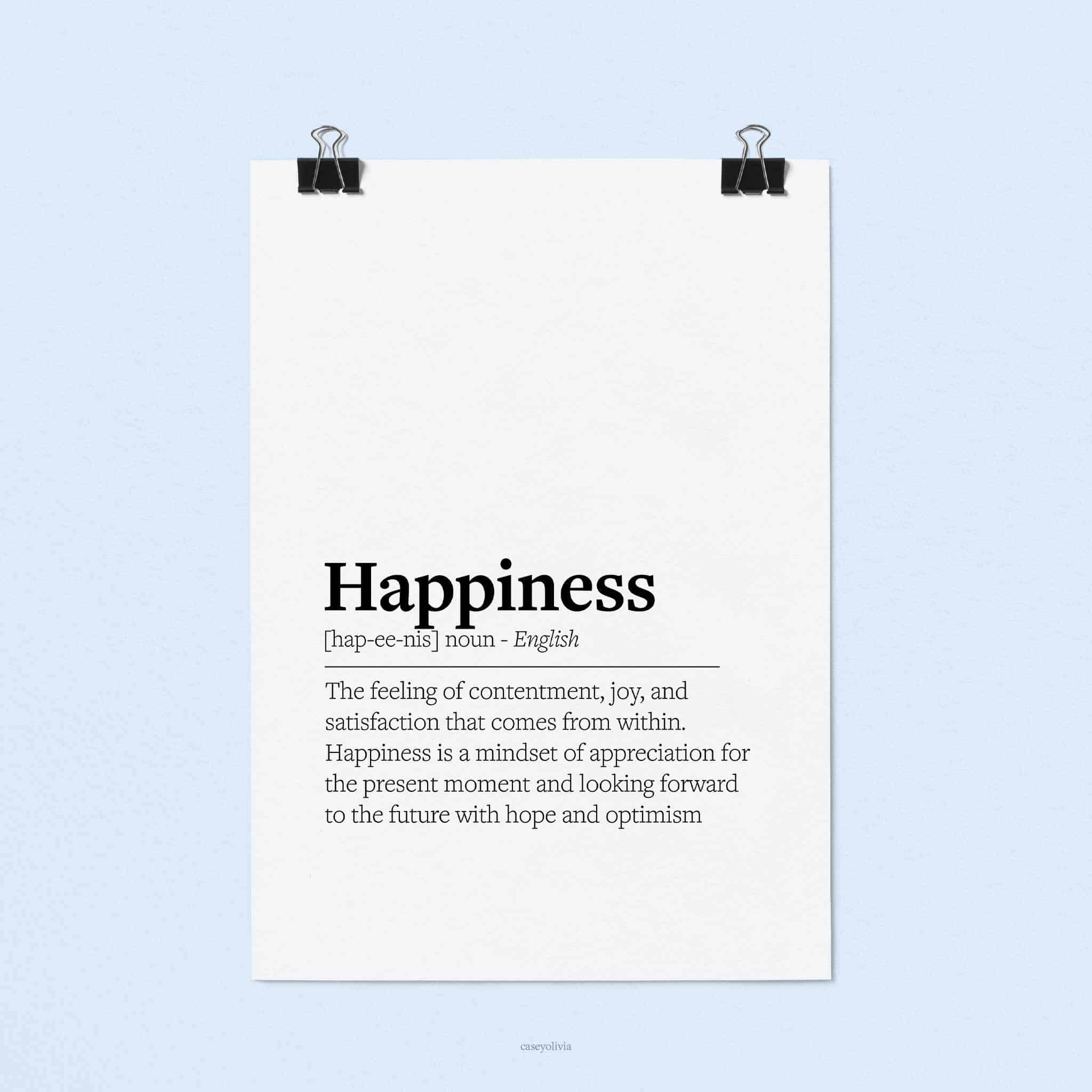 happiness definition poster to print at home