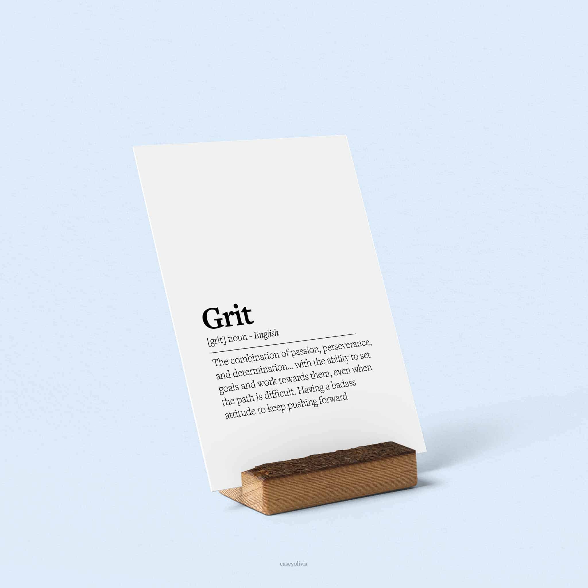 grit printable quote for home office or living room