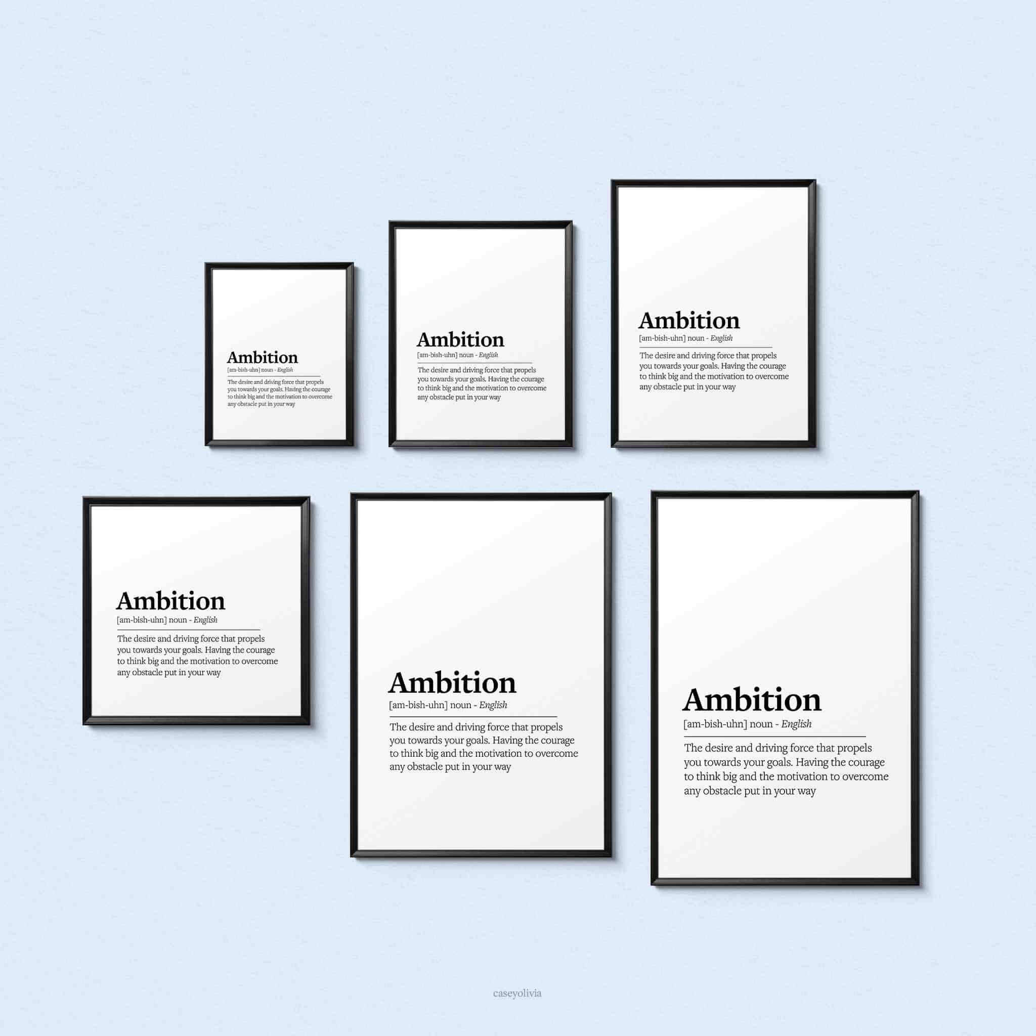 ambition definition printable sizing options