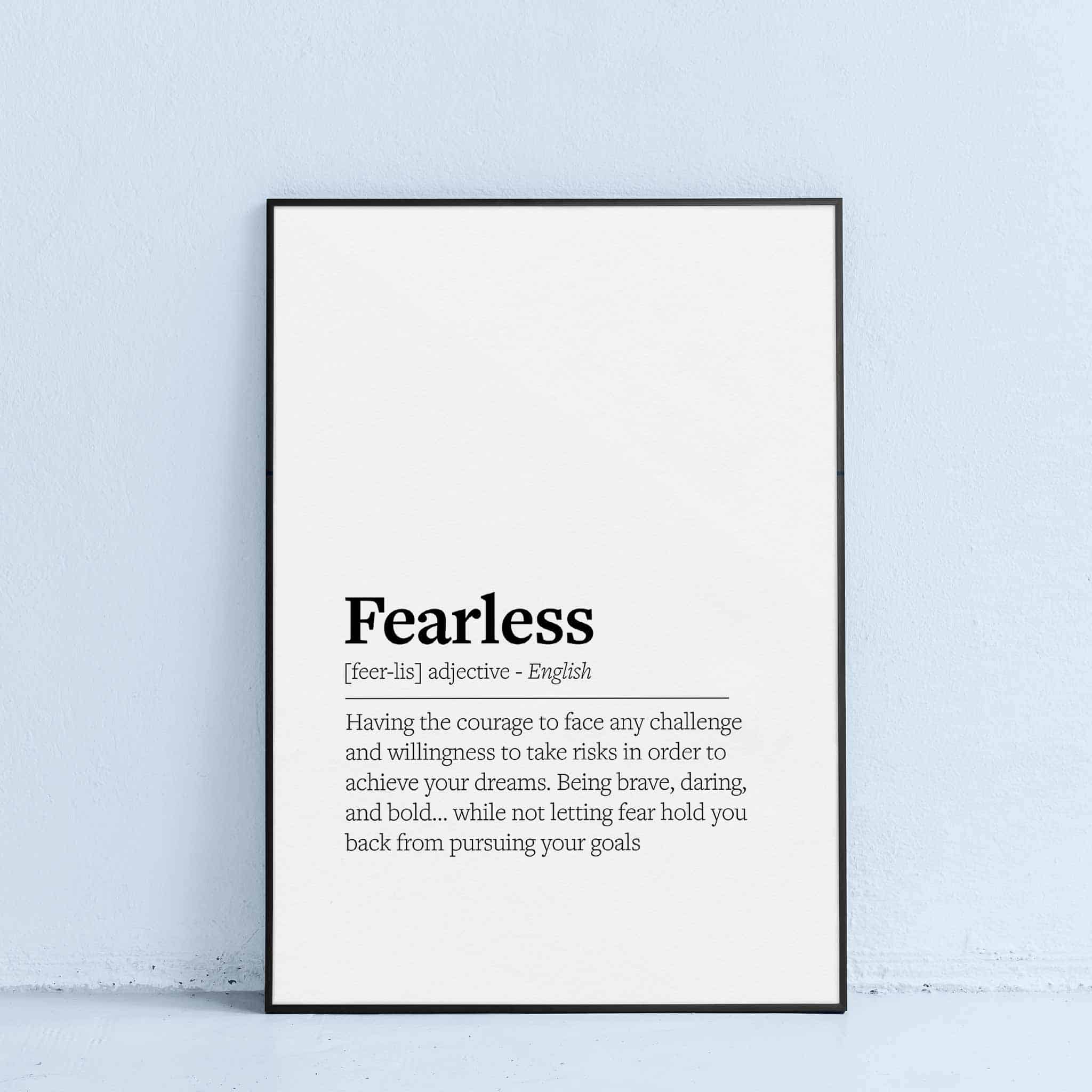 fearless printable wall art definition poster