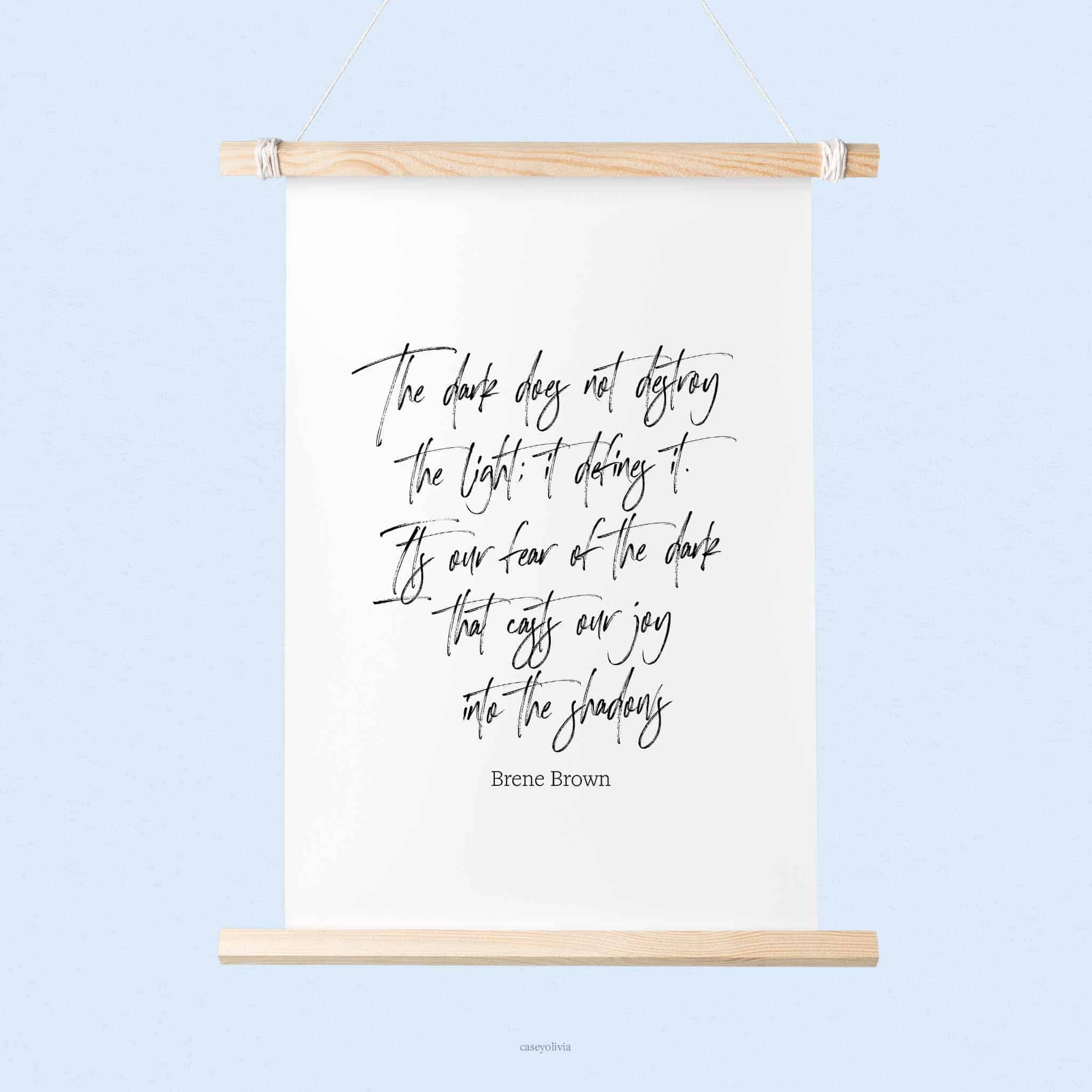 positivity mindset brene brown printable quote for home office