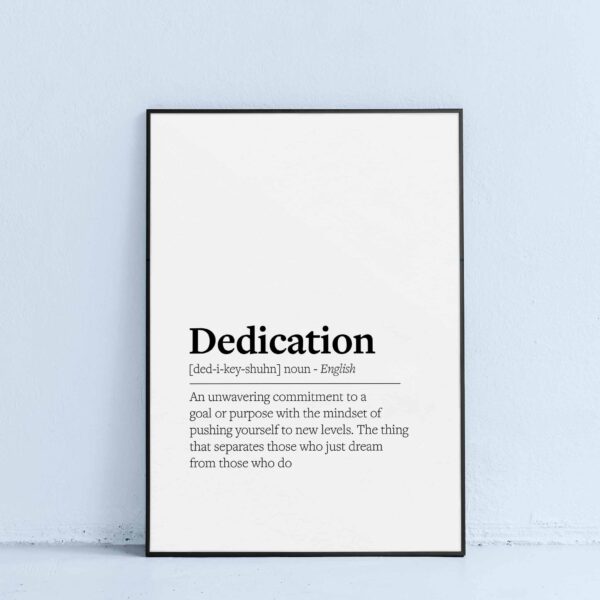 office printable poster with dedication definition
