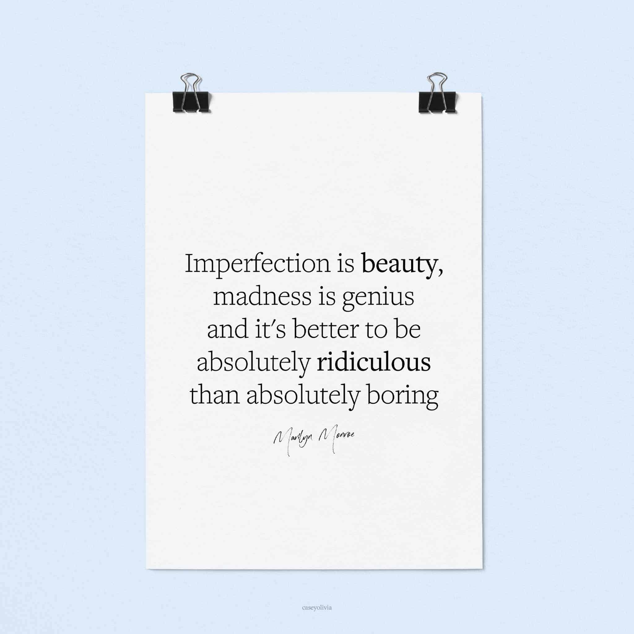 print at home poster with marilyn monroe quote