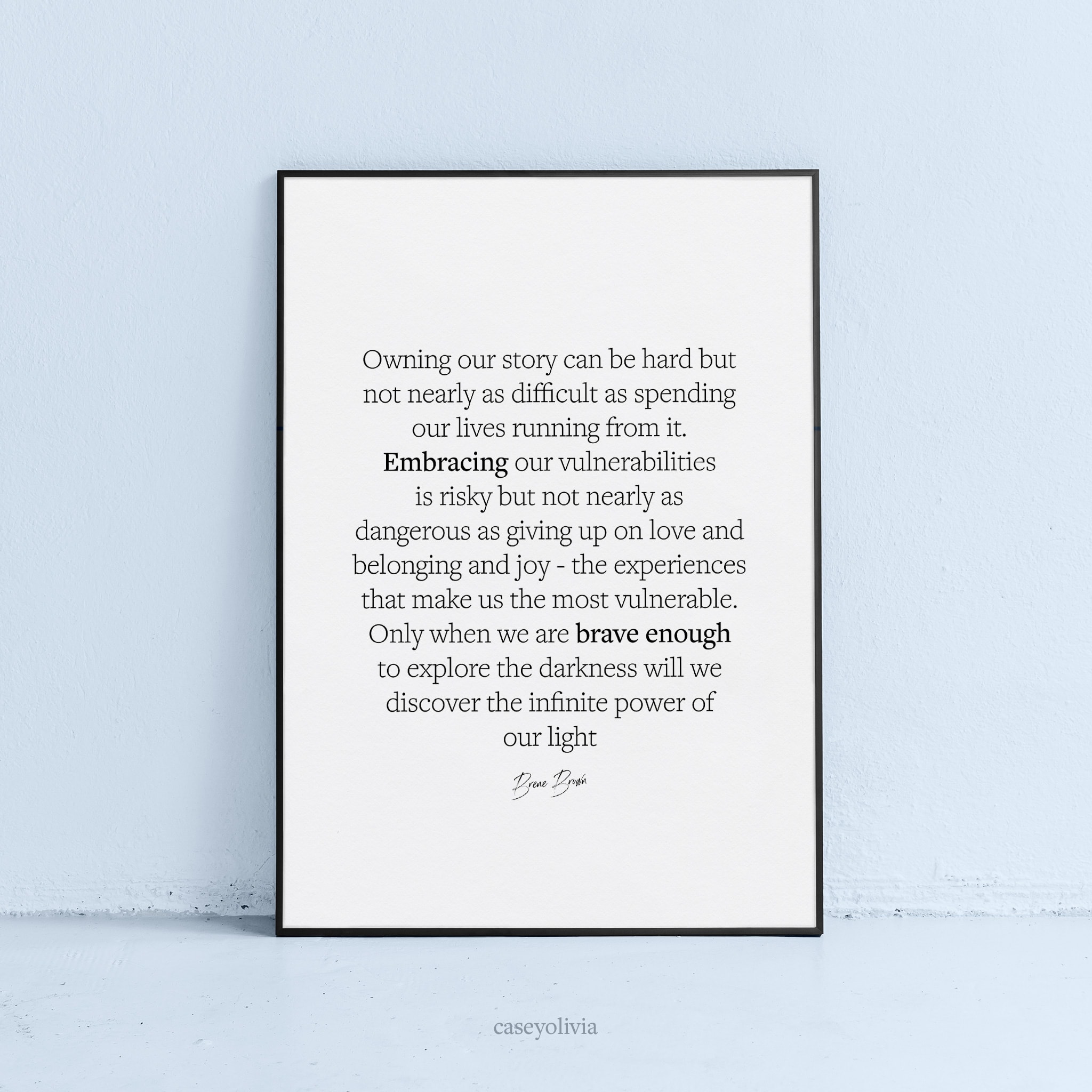 brene brown infinite power of our light quote printable wall art