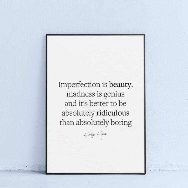 printable wall art quote imperfection is beauty