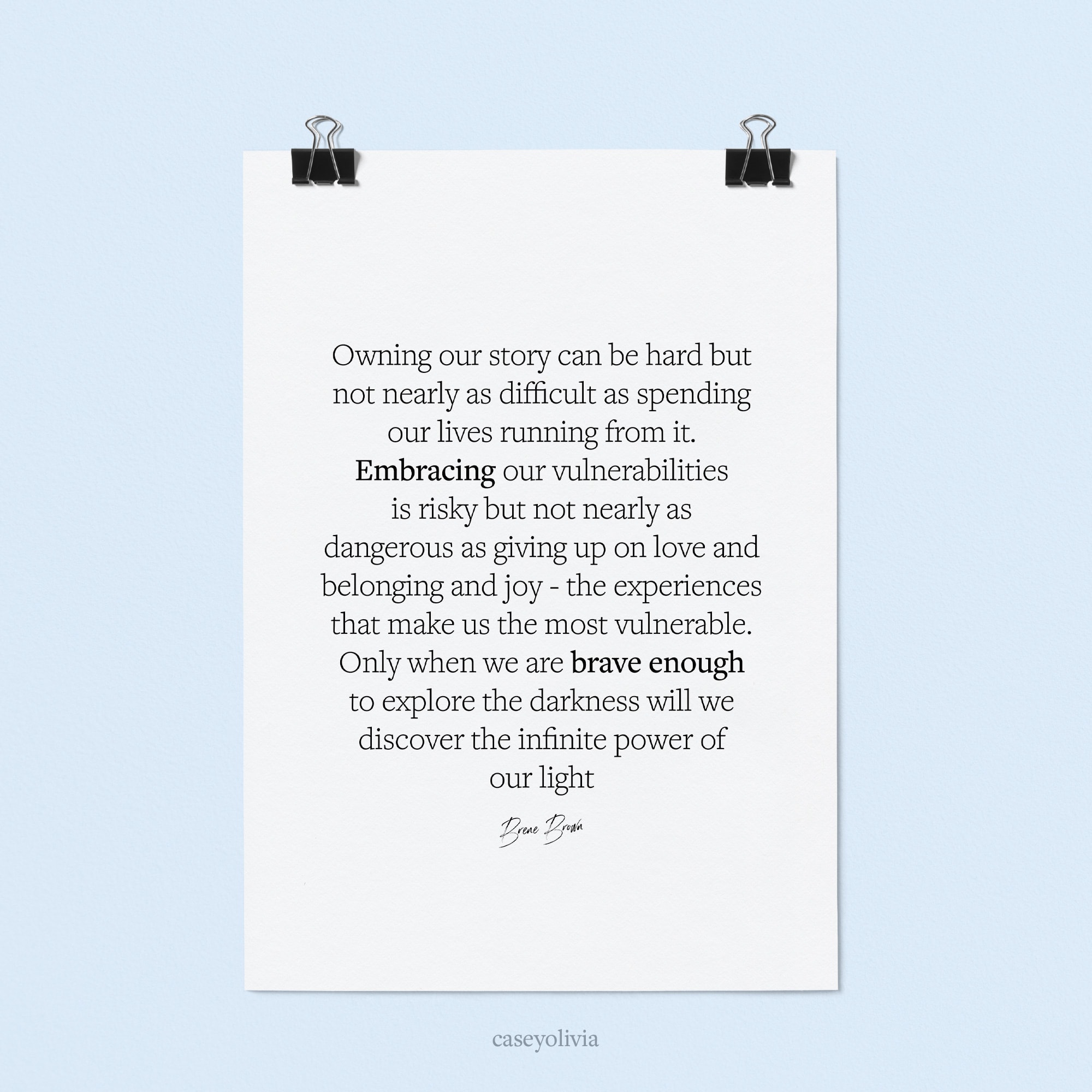 hanging print at home poster with brene brown quote about infinite power