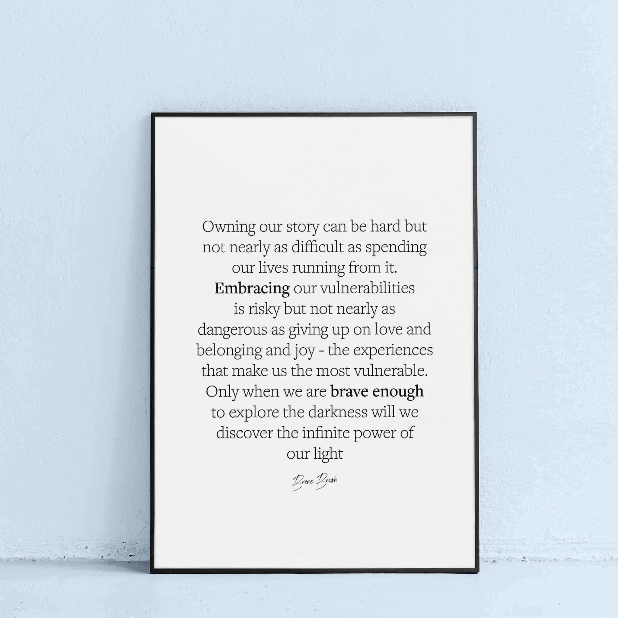 brene brown infinite power of our light quote printable wall art
