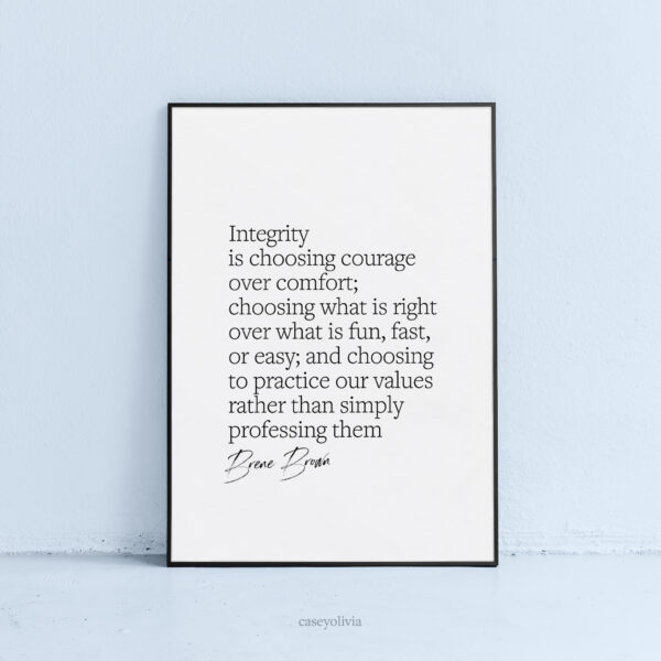 printable brene brown quote with integrity meaning