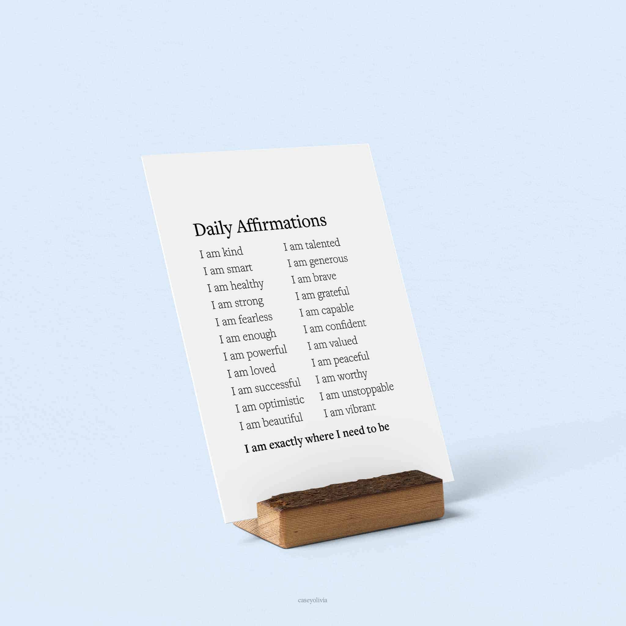 printable daily affirmations for self confidence