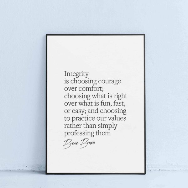 printable brene brown quote with integrity meaning