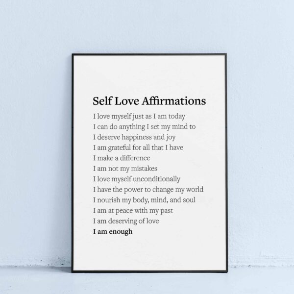 printable affirmations of self love for apartment wall art
