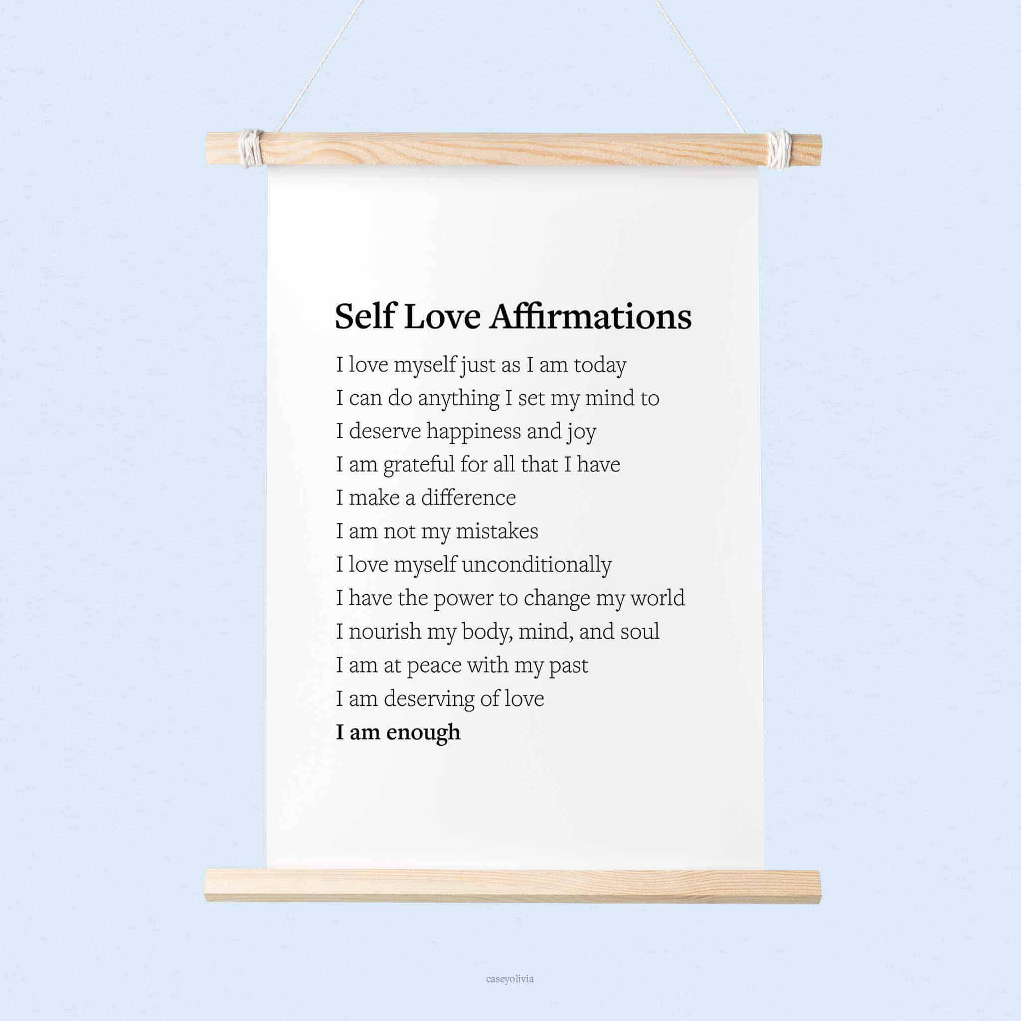 apartment or dorm print poster with self love affirmations