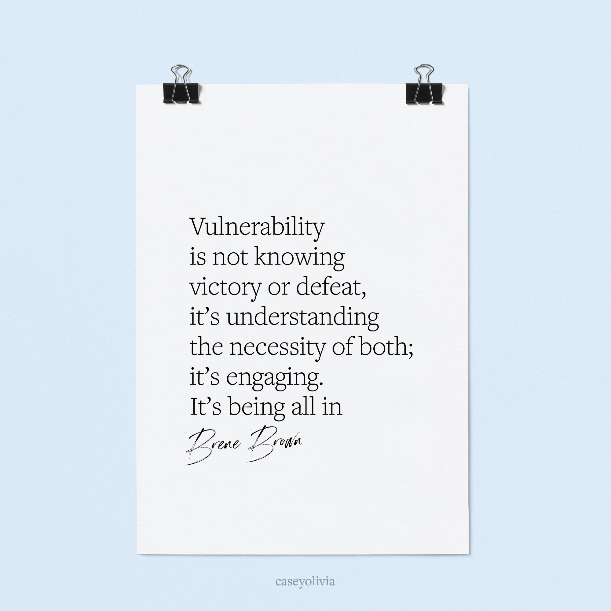 brene brown typography wall art quote about being vulnerable