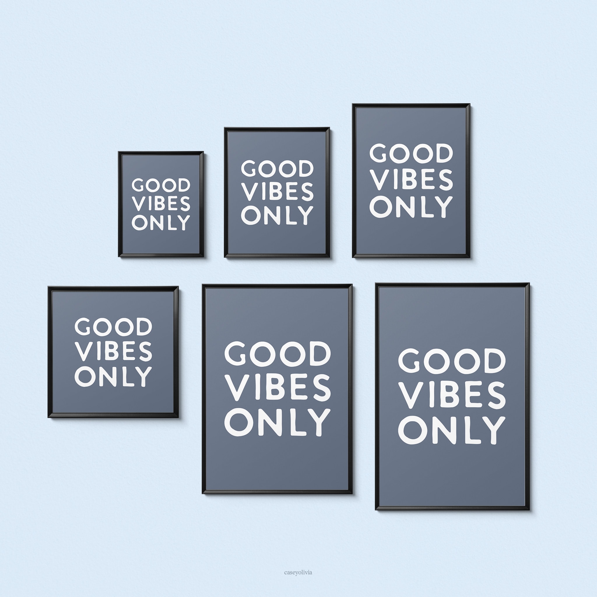 only good vibes blue poster to print sizing options and ratios