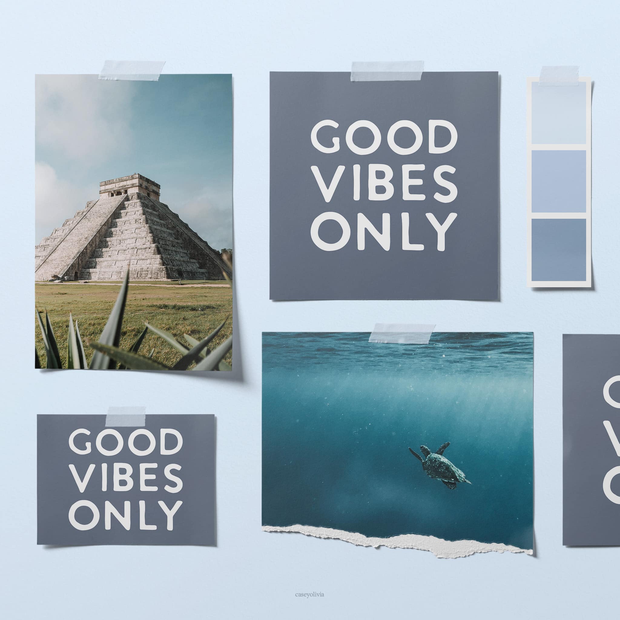 dream board quote to print with white typography good vibes only saying