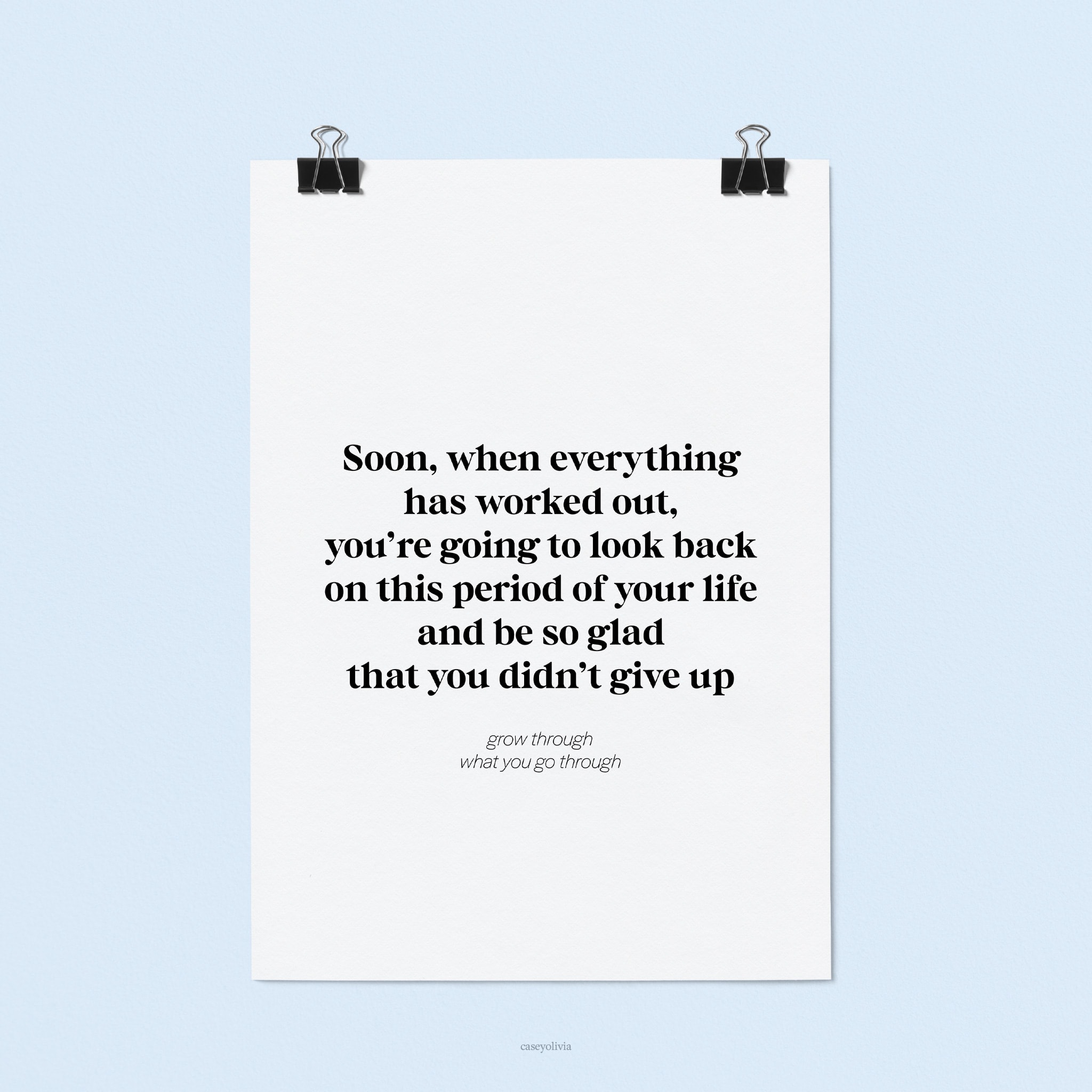 everything works out motivational quote to print for home office walls
