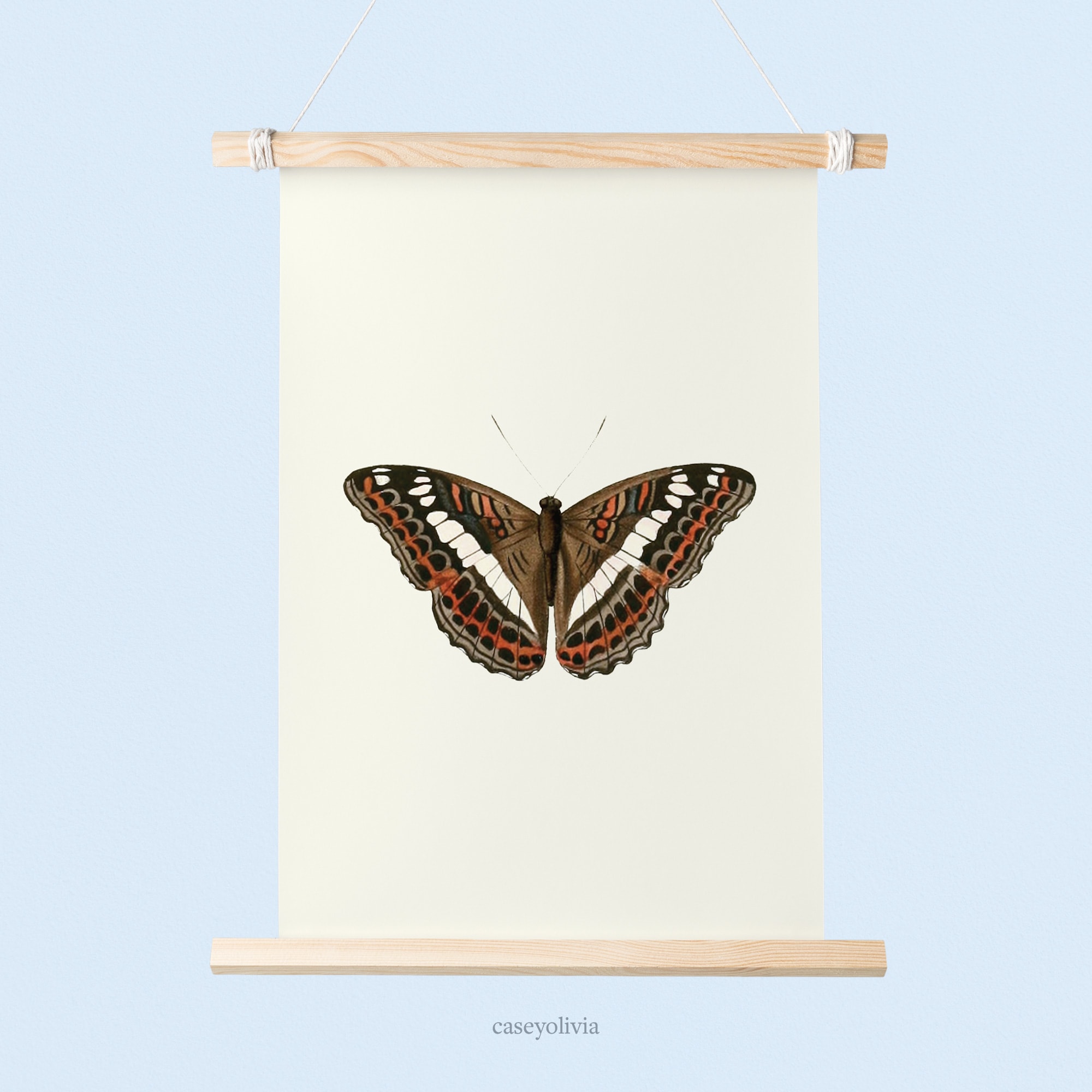 hanging poster print with brown butterfly wall art
