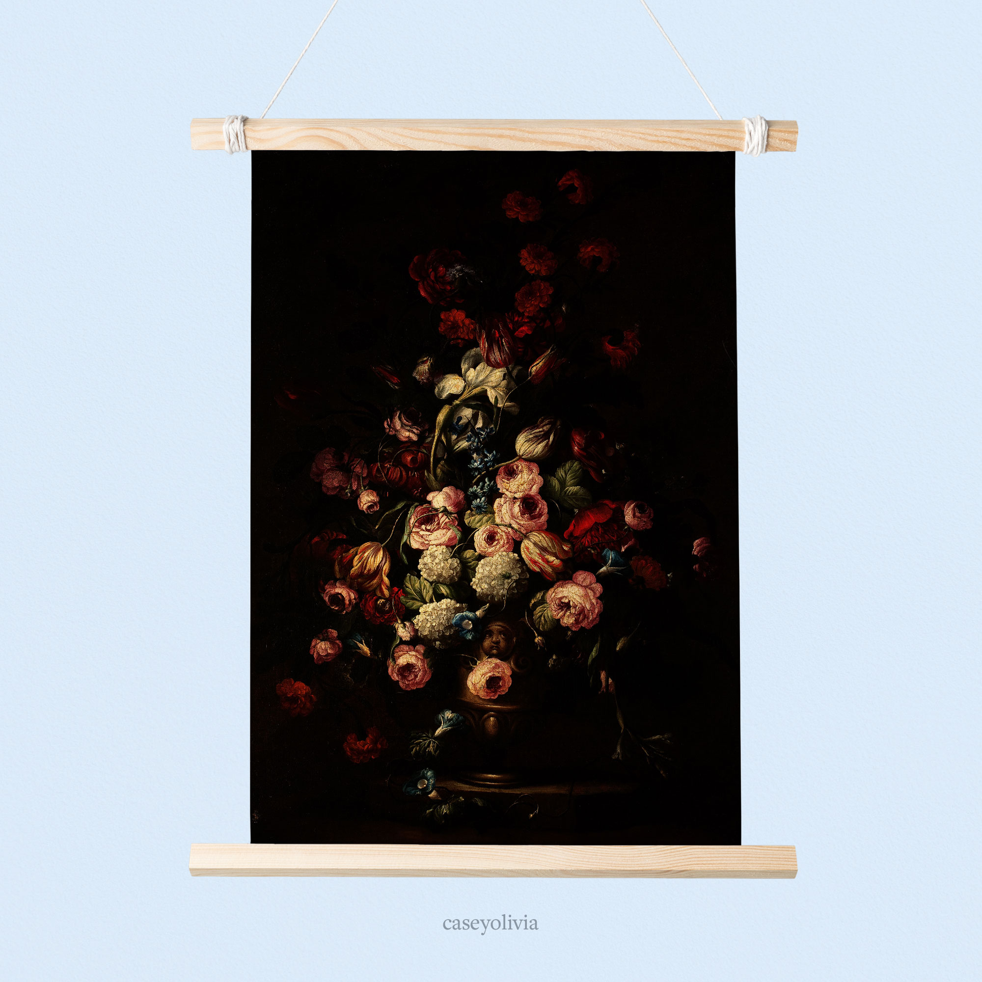 painting printable wall art decor for living room with red flowers