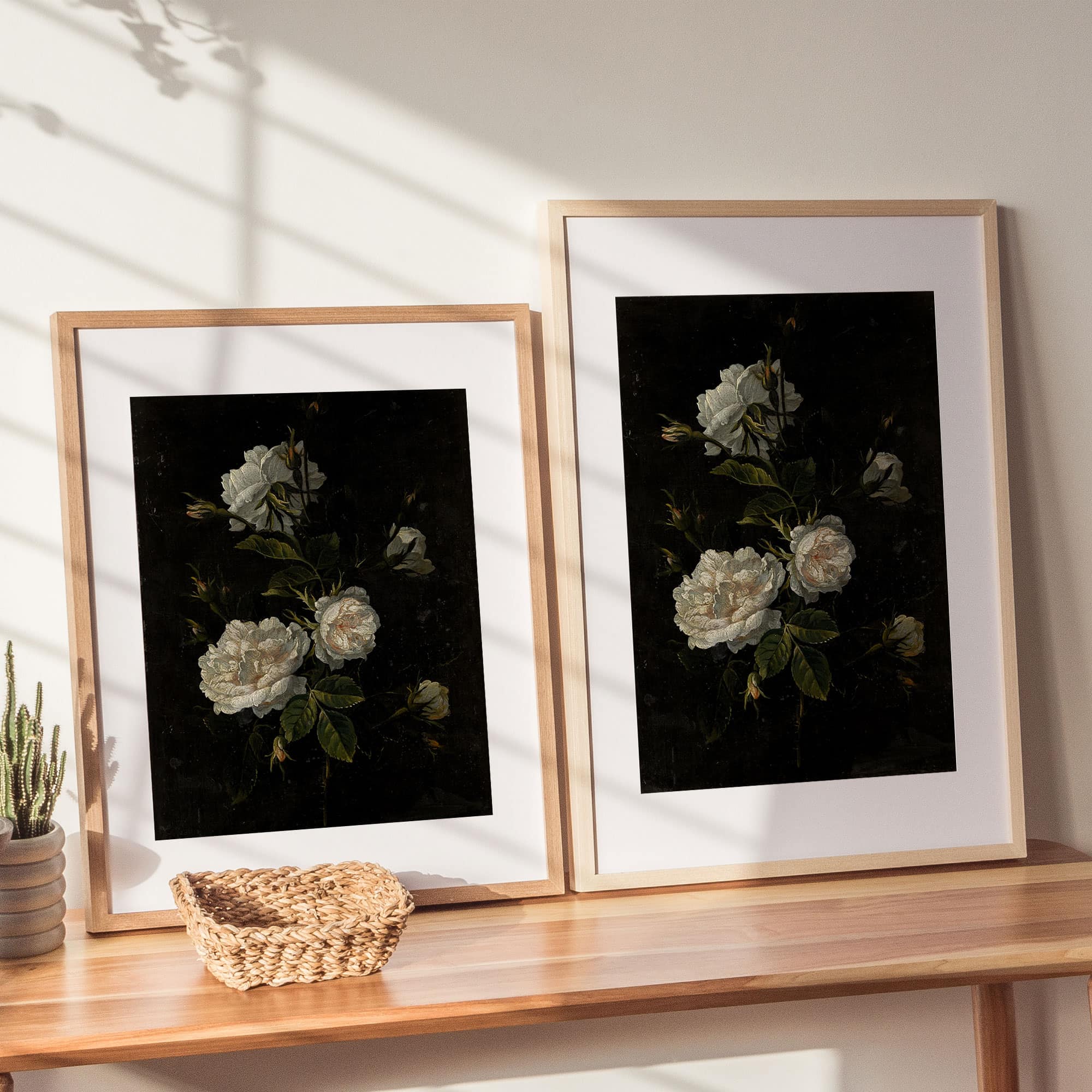 printable dark academia wall decor with white flowers
